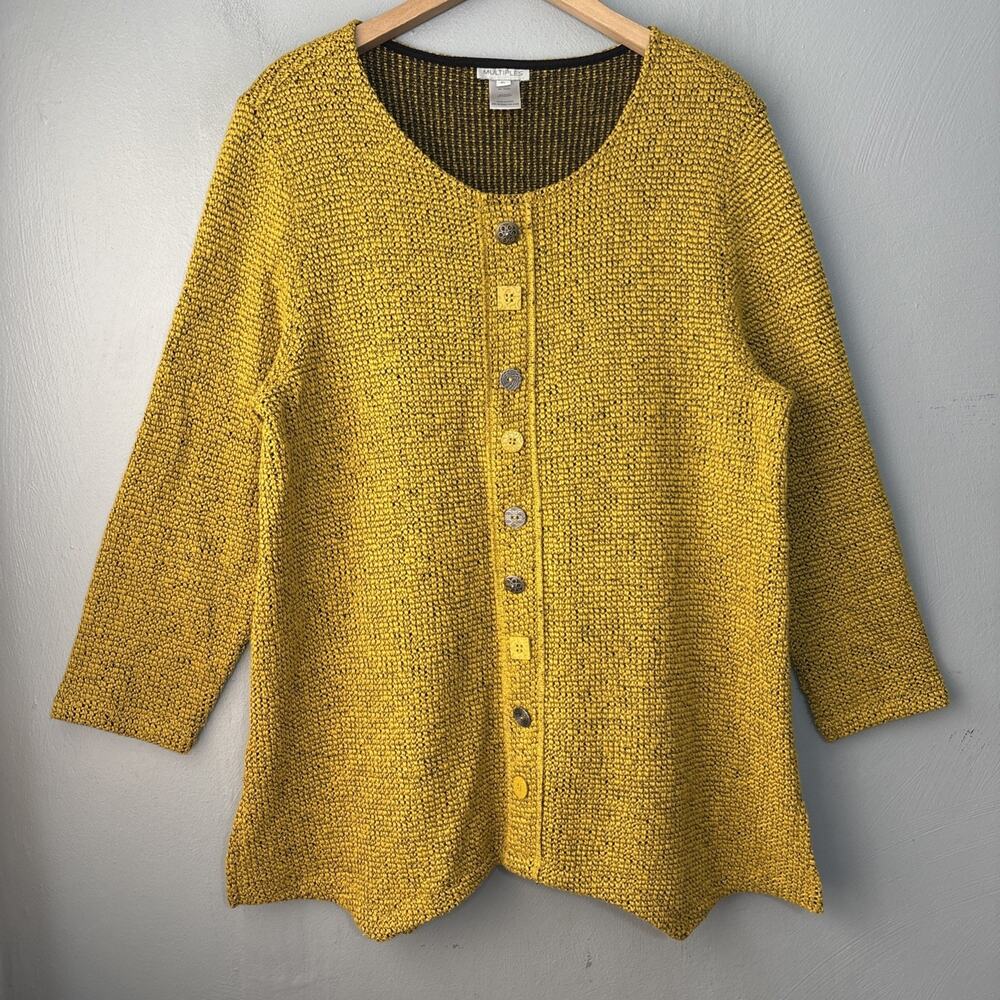Multiples Tunic Top Size XL Yellow Textured Sweater Lagenlook Artsy Teacher